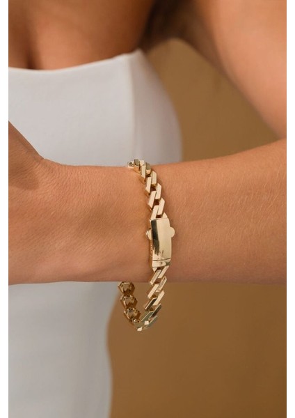 Köşeli Gurmet Bileklik 14K Altın 9 mm