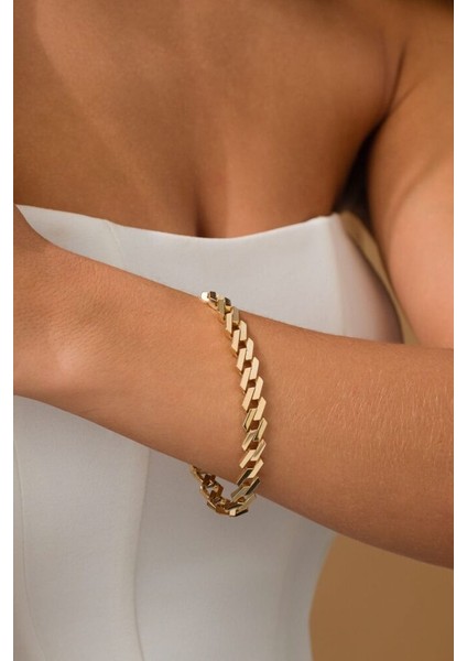 Köşeli Gurmet Bileklik 14K Altın 9 mm modelleri