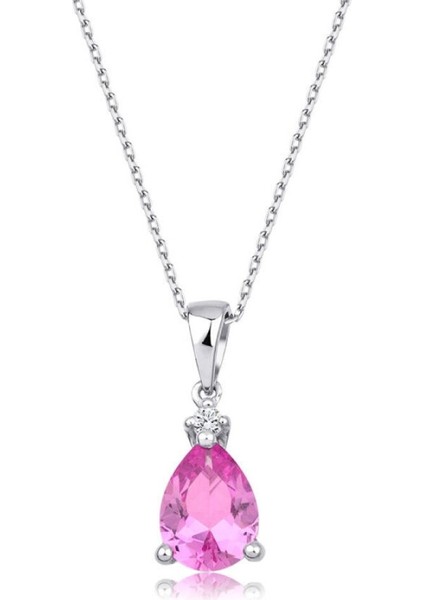 1.33 Karat Pırlanta Pembe Safir Kolye