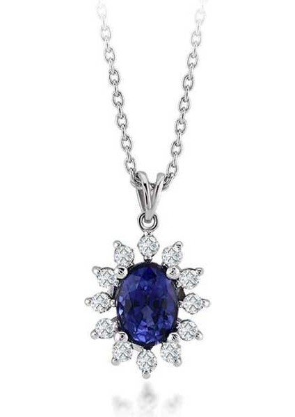 1.39 Karat Pırlanta Safir Kolye