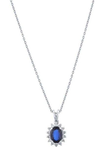 1.06 Karat Pırlanta Safir Kolye