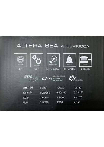 Altera Sea ATES-4000A 4+1bb Spin Olta Makinesi modelleri
