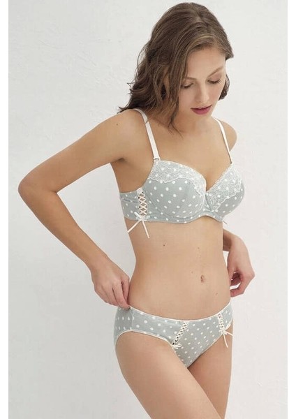 Viskon Balenli Destekli Dolgulu Puantiyeli Dantelli Sütyen ve Slip Takım 4189 fırsatları