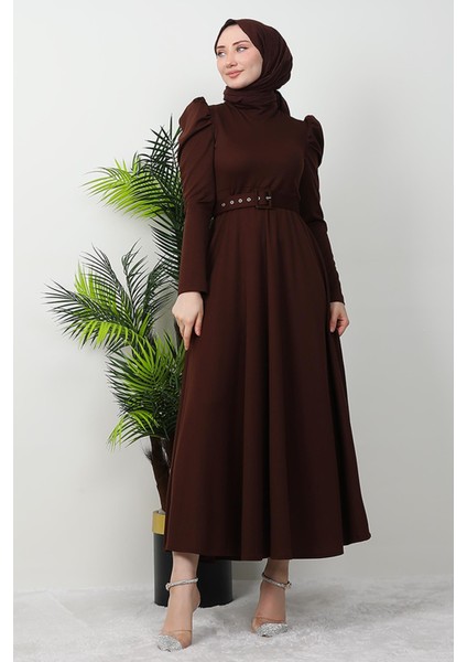 Berna Balon Kol Elbise Acı Kahve modelleri