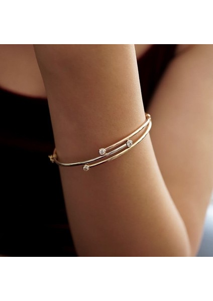 Üç Taşlı Zarif Altın Kelepçe fiyatları