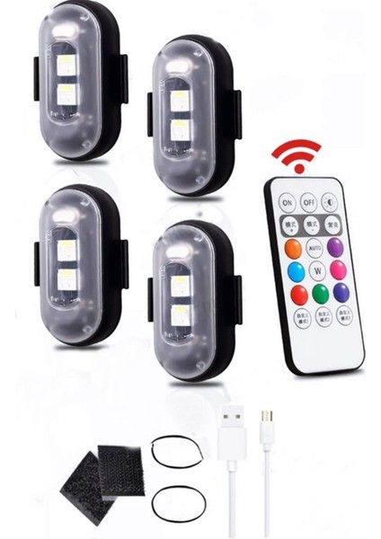 4'lü Uzaktan Kumandalı Çakar Led/şarjlı Mini LED Işık/drone Işığı/anti Çarpışma Uyarı Işığı