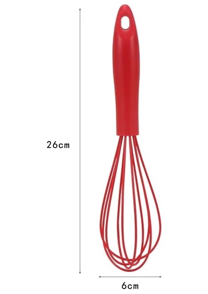 Kırmızı 26 cm El Yumurta Araçları Mikser Silikon Balon Çırpma Süt Krema Köpürtücü Mutfak Eşyaları Karıştırma Karıştırma (Yurt Dışından)