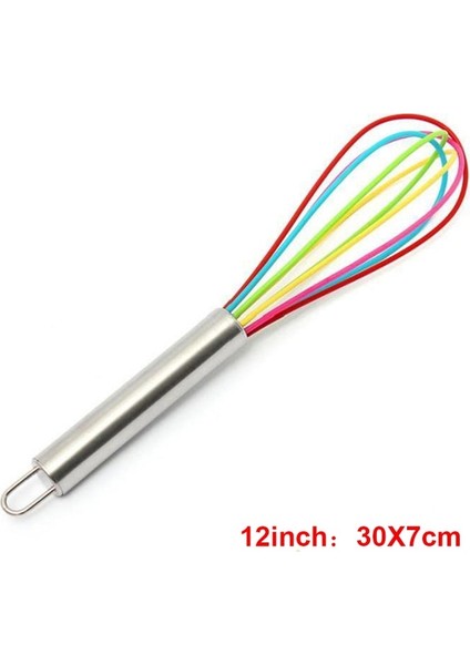 12 Inç 3 Boyutları Silikon Yumurta Çırpıcı Içecek Çırpma Mikser Manuel Paslanmaz Çelik Saplı Yumurta Krem Karıştırma Blender Mutfak Pişirme Araçları (Yurt Dışından)