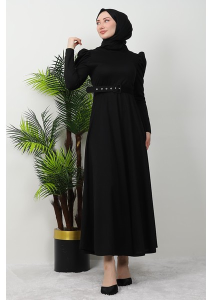 Berna Balon Kol Elbise Siyah