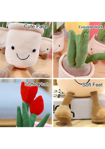 3 Adet Lale Peluş Oyuncak, Saksı Atmak Peluş Bebek, Yumuşak Peluş Oyuncaklar Kapalı Dekorasyon Festivali Hediyeleri (Lale-Kırmızı + Turuncu + Pembe)1 (Yurt Dışından)