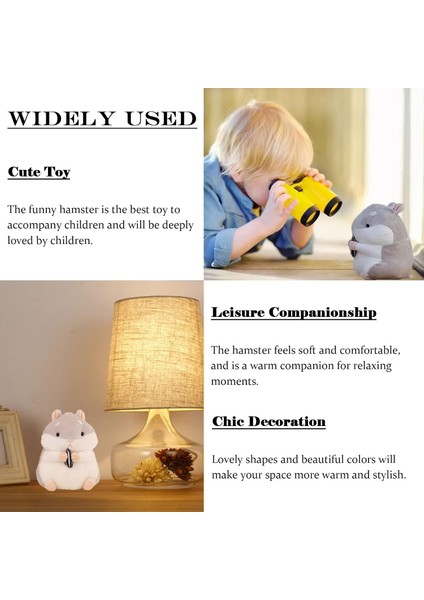 9" Hamster Peluş Doldurulmuş Hayvanlar, Çocuklar Erkekler Kızlar Için Kawaii Hamster Oyuncak, Gri1 (Yurt Dışından)