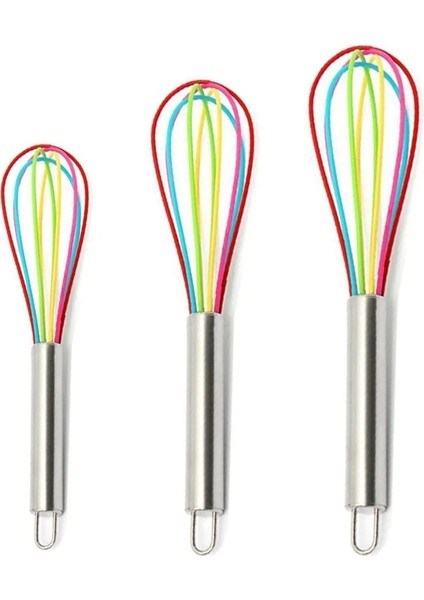 8 Inç 3 Boyutları Silikon Yumurta Çırpıcı Içecek Çırpma Mikser Manuel Paslanmaz Çelik Saplı Yumurta Krem Karıştırma Blender Mutfak Pişirme Araçları (Yurt Dışından) fırsatları