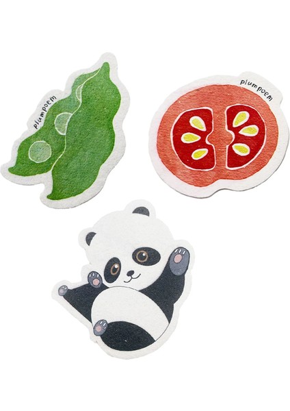 Bulaşık Yıkama Için Sevimli Panda, ve Domates Şekillerinde Kırmızı Sıkıştırılmış Odun Hamuru Süngerleri Ayakkabılar Için Ovma Fırçası Ovma Sabunu (Yurt Dışından)