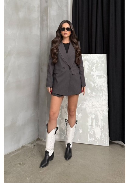 Kadın Blazer Ceket Oversize Düğmeli Vatkalı