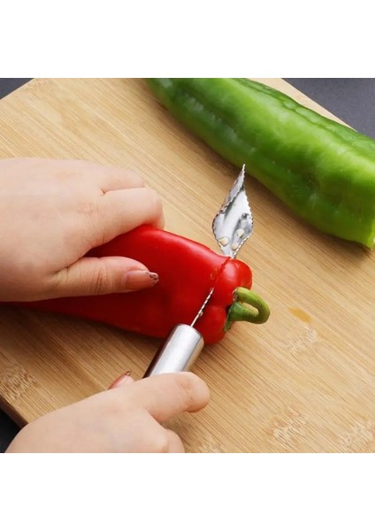 01 Ev Mutfakları Için Paslanmaz Çelik Biber Oyacağı, Yeşil Biber Tohumu Oyması, Acı Kabak ve Havlu Kabak Oyması (Yurt Dışından) fırsatları