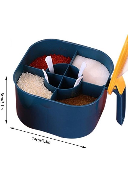 Lacivert Baharat Kutusu Mutfak Dört Bölmeli Kapaklı Mühürlü Nem Geçirmez Tat Geçirmez Baharat Depolama Organizatör Mutfak Gadget'ı (Yurt Dışından)