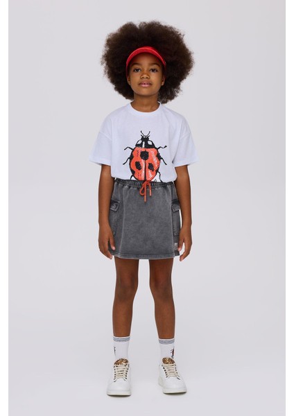 Bg Store Kız Çocuk Gri Melanj Etek