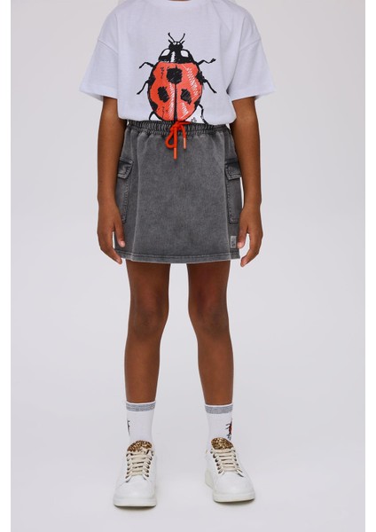 Bg Store Kız Çocuk Gri Melanj Etek