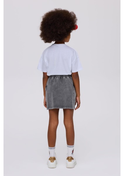 Bg Store Kız Çocuk Gri Melanj Etek