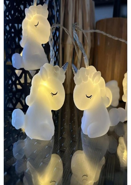 Dekoratif Çocuk Bebek Odası LED Işık 10 Adet Unicorn Şekill Pilli LED Işık