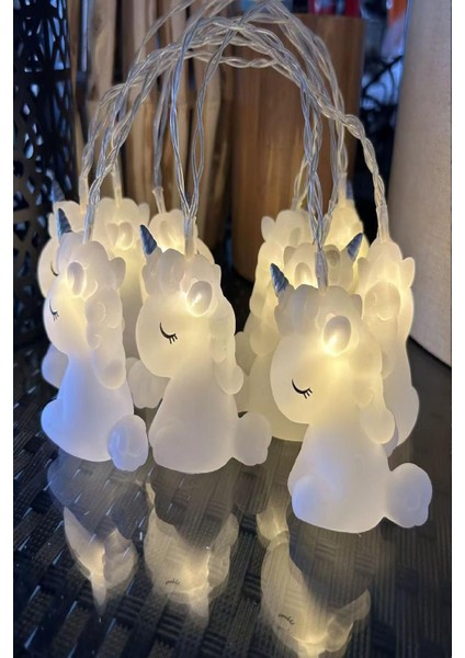 Dekoratif Çocuk Bebek Odası LED Işık 10 Adet Unicorn Şekill Pilli LED Işık