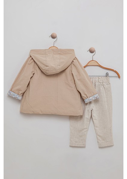 Dantel Detaylı Kapüşonlu Beli Lastikli 3'lü Kız Bebek Takım fiyatları