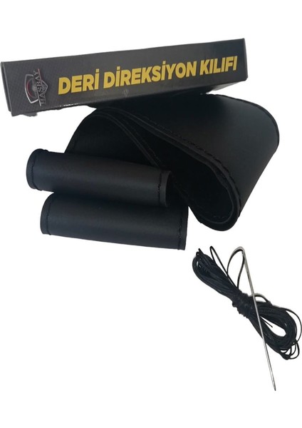 Dikişli Direksiyon Kılıfı Ithal Siyah Deri Siyah Dikişli Ford Kamyon Için