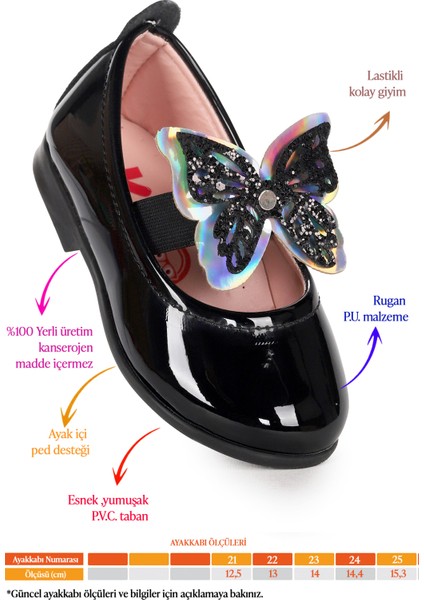 Menz Rugan Kelebek Lastikli Kız Bebek Babet Ayakkabı fiyatları