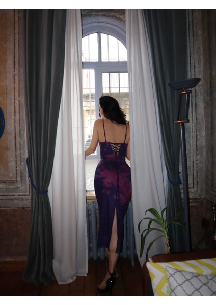 ROSEN DRESS - ÇİÇEK BASKILI ASTARLI MİDİ ELBİSE indirimleri