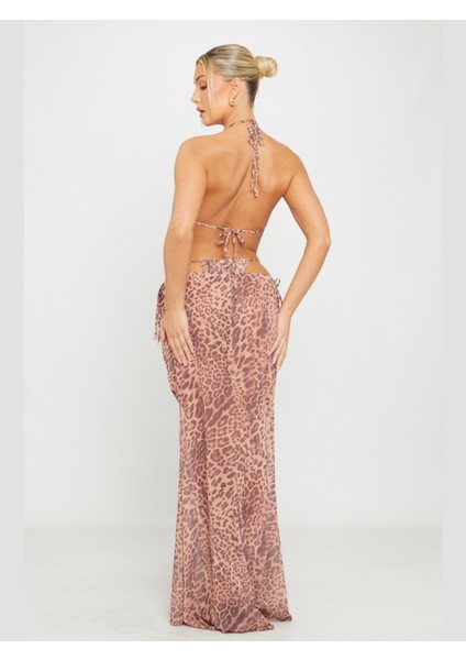 Leopar Desenli Bikini Takımı ve Etek Takım