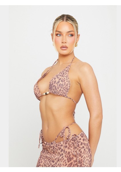Leopar Desenli Bikini Takımı ve Etek Takım