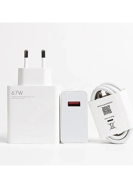 67W Turbo USB Type-C Hızlı Şarj Adaptörü, USB Şarj Kablosu Ile, Beyaz
