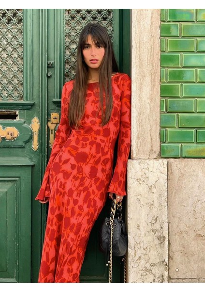 Hafif Transparan Çiçek Baskılı Tül Elbise modelleri