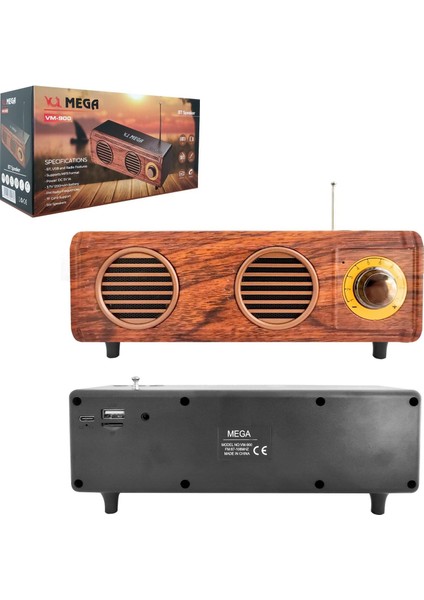 VM-900 Müzik Kutusu Şarjlı Bluetooth USB Sd Fm