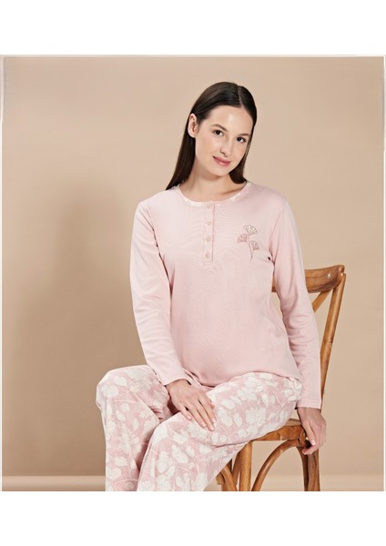 Bayan Poleren Pudra Pijama Takım 1620