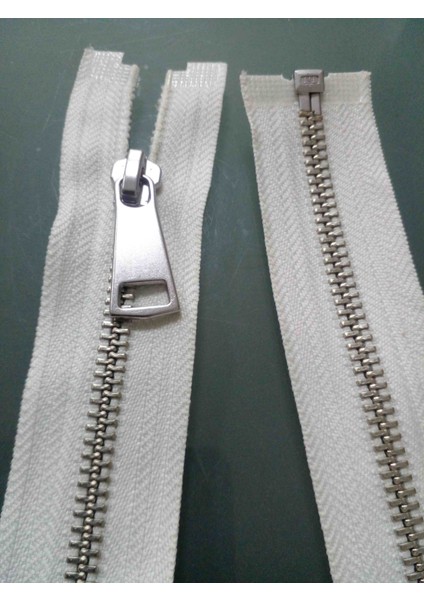 63.5 cm 1 Adet Gümüş Diş 5 No Metal Separe Fermuar Ekru Renk