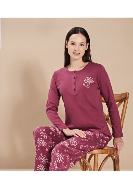 Bayan Poleren Mürdüm Pijama Takım 1616