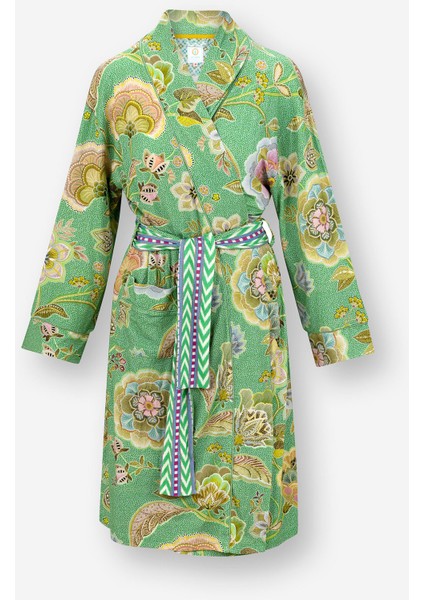 Nisha Yeşil Viscose Kimono