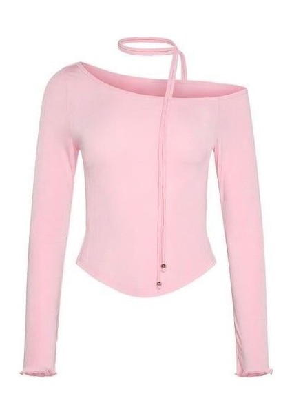 Naıva Asimetrik Pembe Bluz
