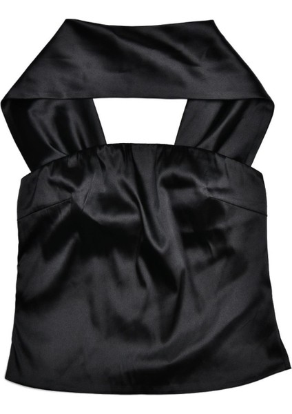 Saten Boyundan Bağlamalı Straplez Bluz fiyatları