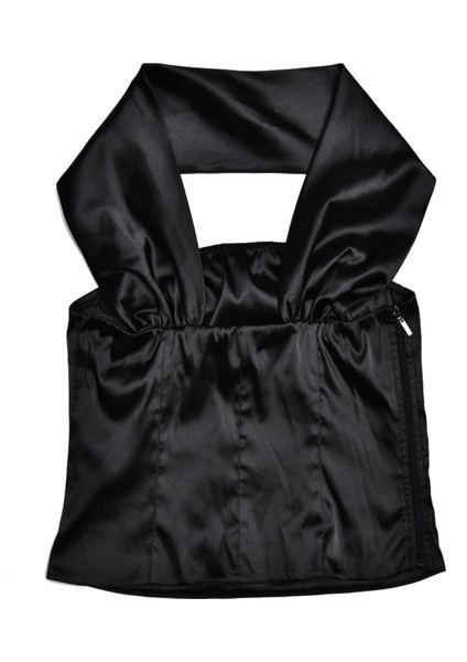 Saten Boyundan Bağlamalı Straplez Bluz modelleri