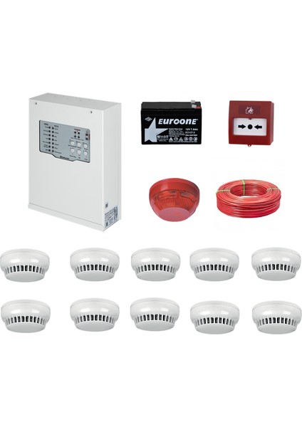 Yangın Alarm Sistemi Seti 10 Lu Kablo Dahil