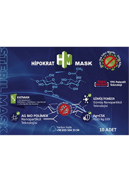 8 Katlı Cerrahi Maske 10'lu Paket maske