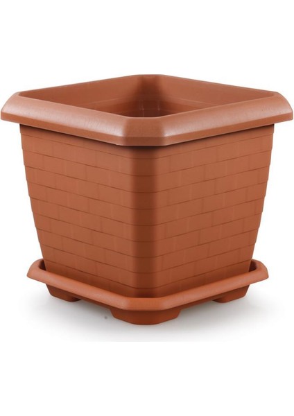 Hisar Kare Tabaklı ve Tekerlekli Saksı 25,5 Litre No 3