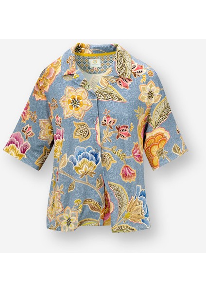 Flora Mavi Viscose Bluz