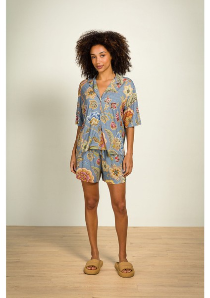 Flora Mavi Viscose Bluz