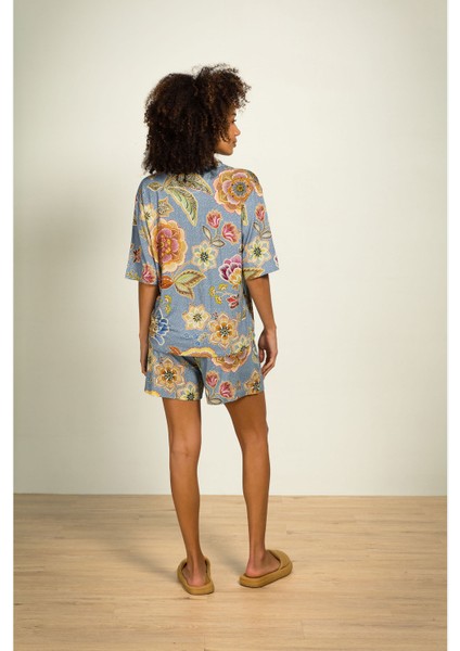 Flora Mavi Viscose Bluz