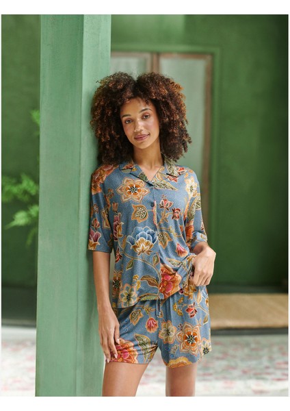 Flora Mavi Viscose Bluz