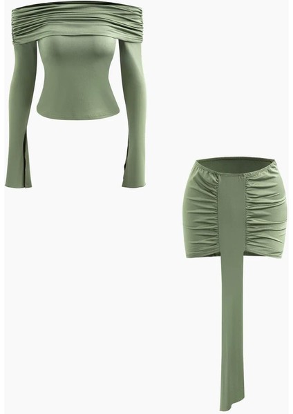 Gaıa Straplez Bluz ve Mini Etek Takım