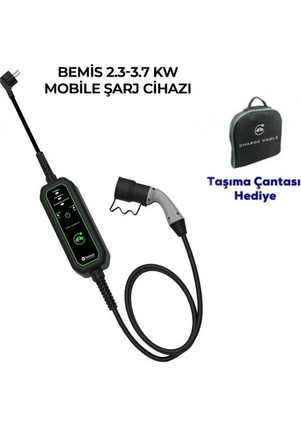 2,3 - 3,7 kw Mini Mobil Araç Şarj Aleti 5 Metre BEV-111-0001